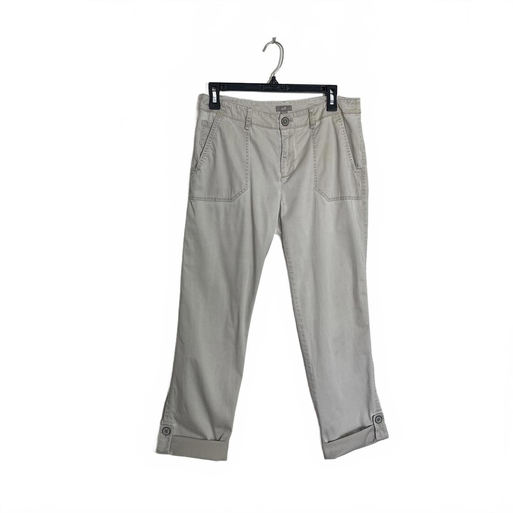 J. Jill Stretch Straight Leg Cotton Utility Pants Tan/Khaki| Neutral Chic Luxury